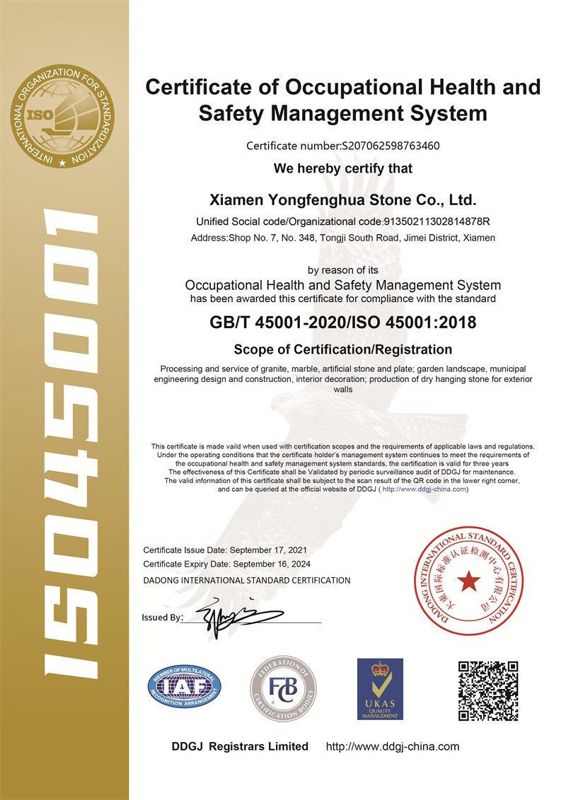 Certificate of Occupational Health and Safety Management System Certificate of Occupational Health and Safety Management System